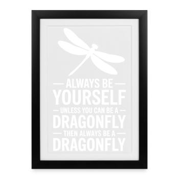 Dictons de libellules Libellules Cadeau des Libellules Drôles - Affiche encadrée (27 × 37 cm) - noir - Devant