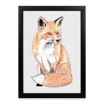 Little forest fox - a gentle companion - Framed poster (27 × 37 cm) - black - Front