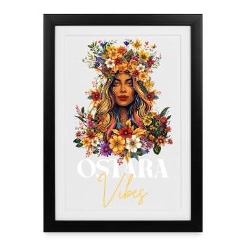 Ambiance Ostara Joyeuses Pâques Bénédictions d’Ostara - Affiche encadrée (27 × 37 cm) - noir - Devant