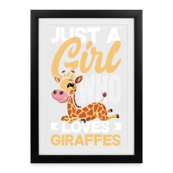 Girafes amoureuses des filles Animal mignon - Affiche encadrée (27 × 37 cm) - noir - Devant