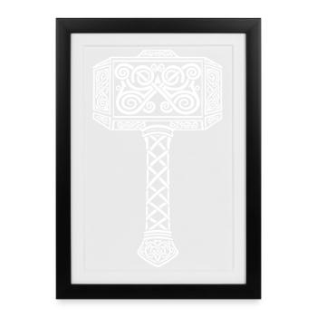 Mjölnir Thor's Hammer Viking Norse Mascot - Framed poster (27 × 37 cm) - black - Front