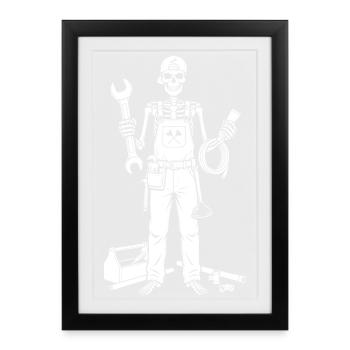 Skeleton Mechanic with Tools - Framed poster (27 × 37 cm) - black - Front