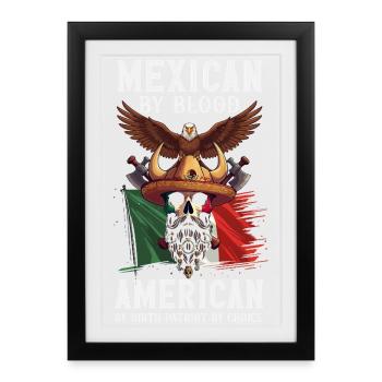 Fierté du Mexique & Maison Drapeau du Mexique - Affiche encadrée (27 × 37 cm) - noir - Devant