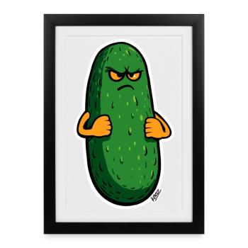 Grumpy Pickle Mascot - Framed poster (27 × 37 cm) - black - Front