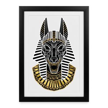 Egyptian Anubis Mask Gold and White Divine Totem - Framed poster (27 × 37 cm) - black - Front