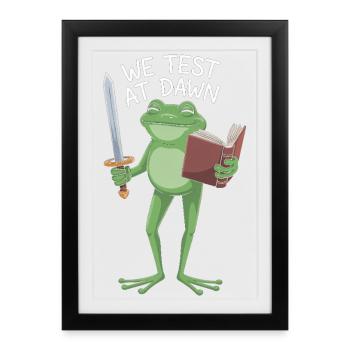 Grenouille de Test de l’Aube : Épée & Parchemin - Affiche encadrée (27 × 37 cm) - noir - Devant