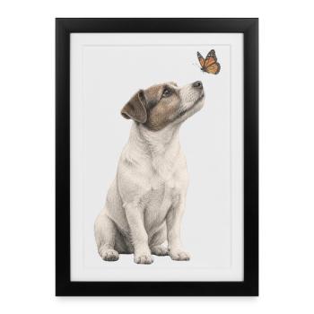 Jack Russell Terrier Banksy Style Dog Motif - Framed poster (27 × 37 cm) - black - Front