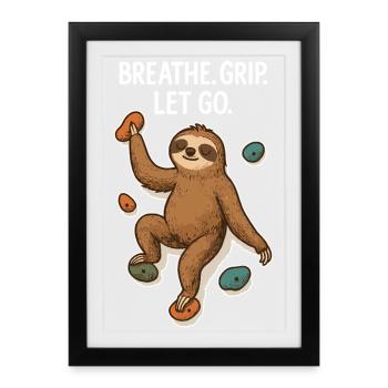 Paresseux Zen : Prise Lâche Grimpe - Affiche encadrée (27 × 37 cm) - noir - Devant