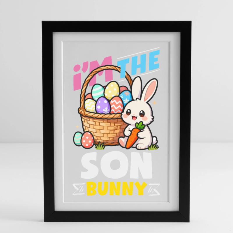 Happy Easter Sweet Easter Bunny Egg Hunt Easter Eggs Framed poster (27 × 37 cm)
