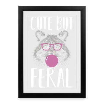 Raton laveur déchet, mignon mais sauvage - Affiche encadrée (27 × 37 cm) - noir - Devant