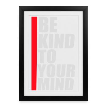 Soyez gentil avec votre esprit Logo drôle de santé mentale - Affiche encadrée (27 × 37 cm) - noir - Devant