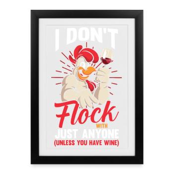 Fermier Coq, Volaille, Vin, Poulet - Affiche encadrée (27 × 37 cm) - noir - Devant