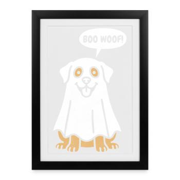 Labrador Boo Woof - Funny Halloween Dog Gift - Framed poster (27 × 37 cm) - black - Front