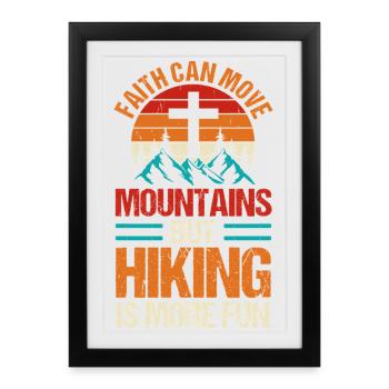 Hiking Mountain Trail Backpacking Outdoors Poaching - Framed poster (27 × 37 cm) - black - Front
