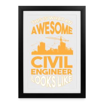 Civil Engineer Construction Site Construction Worker - Framed poster (27 × 37 cm) - black - Front