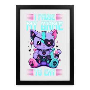 Pastel Goth Soft Goth Gaming Gamer - Affiche encadrée (27 × 37 cm) - noir - Devant