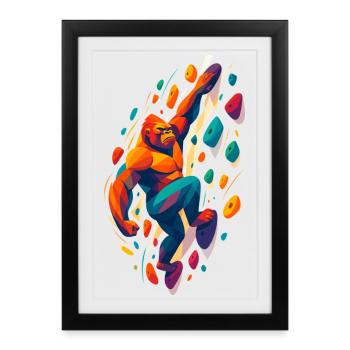 Gorilla Bouldering: Abstract Climbing Design - Framed poster (27 × 37 cm) - black - Front
