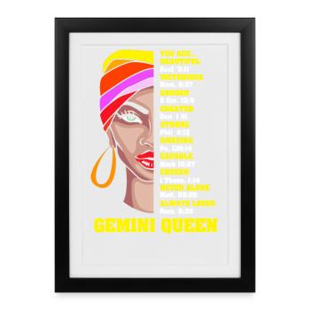 Signe du zodiaque Gémeaux - Affiche encadrée (27 × 37 cm) - noir - Devant