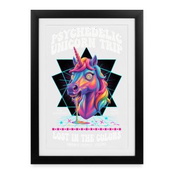 Psychedelisches Musikfestival Hippie Rave Techno - Gerahmtes Poster (27 × 37 cm) - Schwarz - Vorne