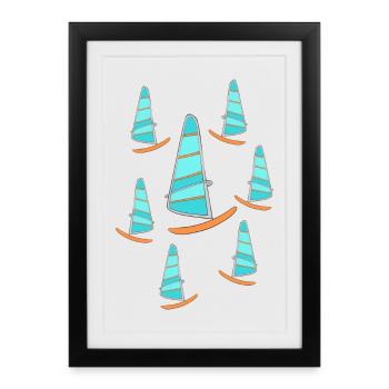 Windsurfing - Framed poster (27 × 37 cm) - black - Front