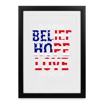 Belief Hope Love Flag Art - Framed poster (27 × 37 cm) - black - Front