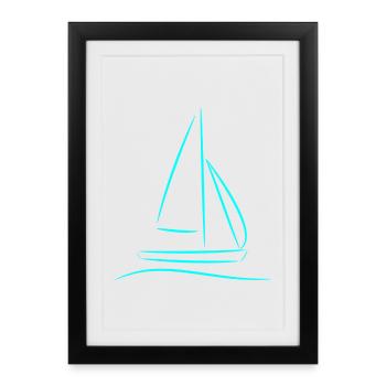 Voilier Bleu Mer – Cadeau nautique pour les marins - Affiche encadrée (27 × 37 cm) - noir - Devant