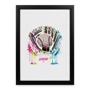 Graphique coloré de la légende du gant de baseball - Affiche encadrée (27 × 37 cm) - noir - Devant