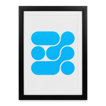 OCHOOO - Bleu turquoise - Affiche encadrée (27 × 37 cm) - noir - Devant