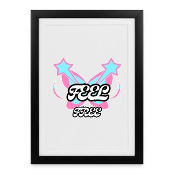 Feel Free Butterfly Emblem - Framed poster (27 × 37 cm) - black - Front