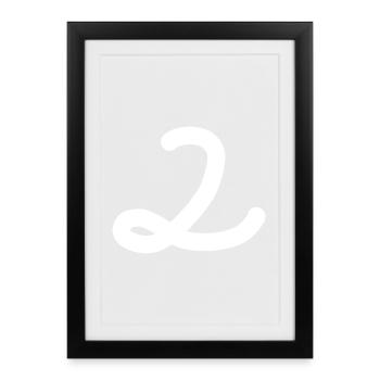 2 Numéro deux blanc - Affiche encadrée (27 × 37 cm) - noir - Devant