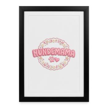 Hundemama Blütenstickerei - Gerahmtes Poster (27 × 37 cm) - Schwarz - Vorne