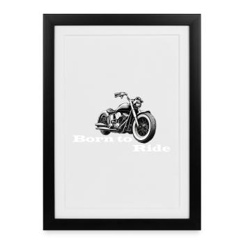 Né pour rouler blanc - Affiche encadrée (27 × 37 cm) - noir - Devant