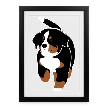 Petit motif chiot Saint-Bernard - Affiche encadrée (27 × 37 cm) - noir - Devant