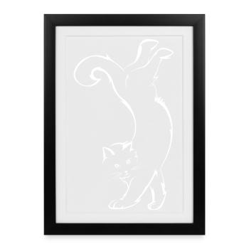 Drôle Chat Handstand Sports Fitness Yoga Icône - Affiche encadrée (27 × 37 cm) - noir - Devant
