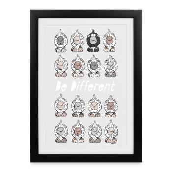 Be Different Moutons - Affiche encadrée (27 × 37 cm) - noir - Devant