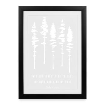 Conifères Citation John Muir - Affiche encadrée (27 × 37 cm) - noir - Devant