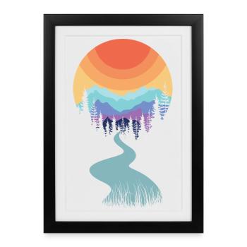 Montagnes | Randonnée pédestre | Forêt | Randonnée - Affiche encadrée (27 × 37 cm) - noir - Devant