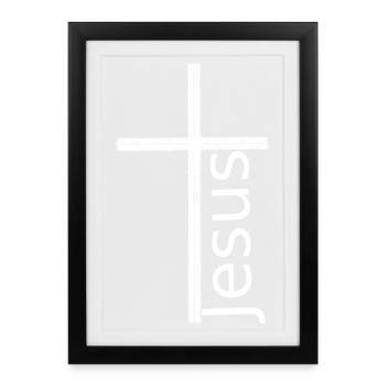 Cross Jesus white - Framed poster (27 × 37 cm) - black - Front