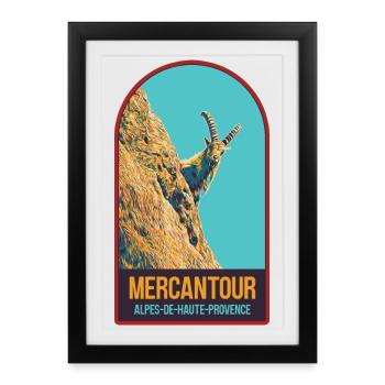Illustration bouquetin dans le Mercantour - Affiche encadrée (27 × 37 cm) - noir - Devant