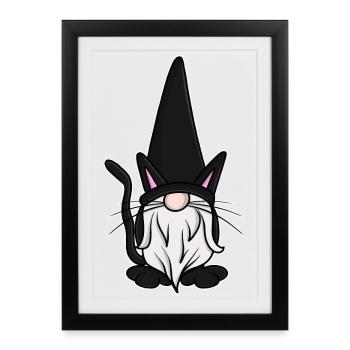 Cats Gnomes Gnomes - Framed poster (27 × 37 cm) - black - Front