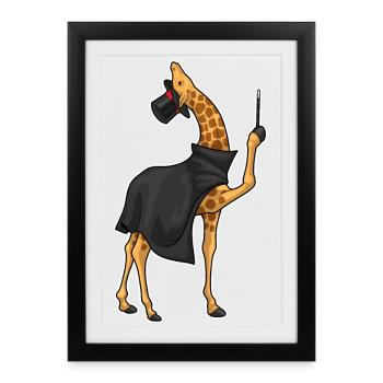Giraffe Wizard Wand - Framed poster (27 × 37 cm) - black - Front