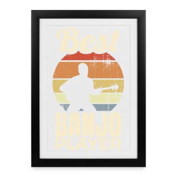 Drôle de joueur de banjo - Affiche encadrée (27 × 37 cm) - noir - Devant