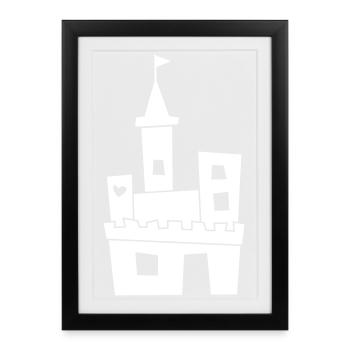 Sand Castle Castle Castle Lord of the Castle Fairy Tale Children Decoration - Framed poster (27 × 37 cm) - black - Front