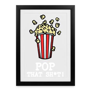 Popcorn Déclaration Regarder Film Films Cinéma Cinéma - Affiche encadrée (27 × 37 cm) - noir - Devant