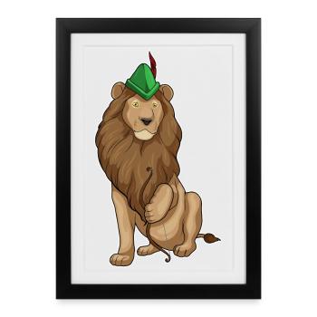 Löwe Bogenschütze Bogen - Gerahmtes Poster (27 × 37 cm) - Schwarz - Vorne