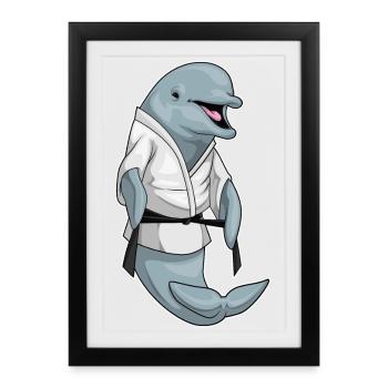 Arts martiaux de Karate Dauphin - Affiche encadrée (27 × 37 cm) - noir - Devant