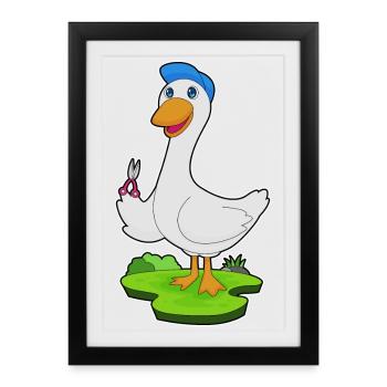 Ciseaux de coiffeur de canard - Affiche encadrée (27 × 37 cm) - noir - Devant