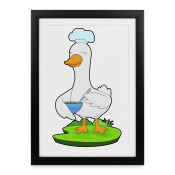 Cuisson dans un bol de cuisson de canard - Affiche encadrée (27 × 37 cm) - noir - Devant