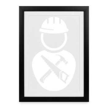 Icône de symbole d’artisanat Artisan Travailleur de la construction Logo - Affiche encadrée (27 × 37 cm) - noir - Devant