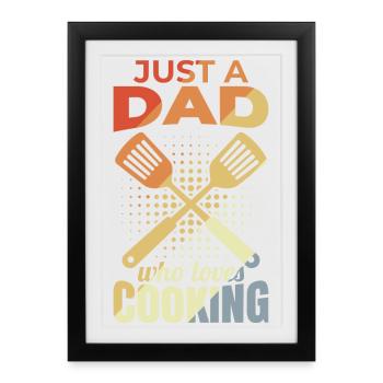 Père qui aime cuisiner - Affiche encadrée (27 × 37 cm) - noir - Devant